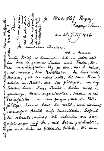 Фрагмент письма Райнера Рильке